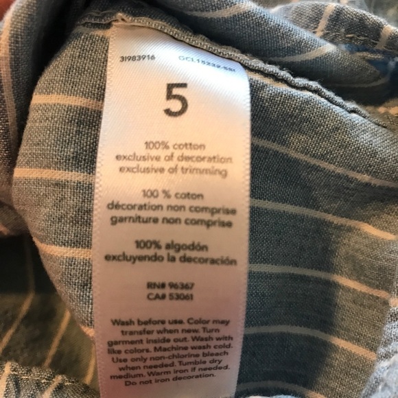 3/$15 Oshkosh b’gosh blue and white stripe button down shirt - Picture 4 of 4